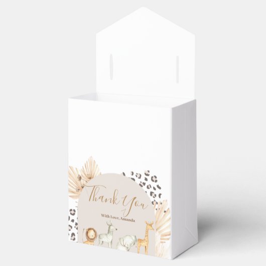 Boho Safari Wild Animals Pampas Grass Party Geschenkschachtel (Geöffnet)