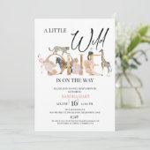 Boho Safari Wild One Baby Girl Baby Shower Einladung (Stehend Vorderseite)