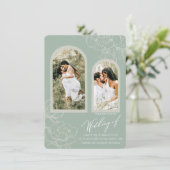 Boho Sage Arch Design Hochzeit Einladung (Stehend Vorderseite)
