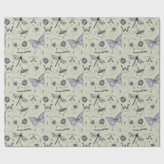 Boho Sage Baby Bugs Insekten Kinder Geschenkpapier (Flach)