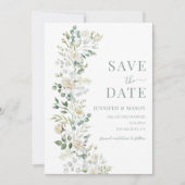 Boho Sage Eucalyptus Floral Wreath Save the Date Einladung (Vorderseite)