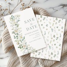 Boho Sage Eucalyptus Floral Wreath Save the Date