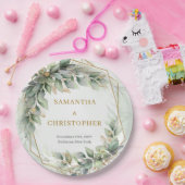 Boho sage eucalyptus verlasst Glitzer Hochzeit Pappteller (Party)