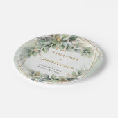 Boho sage eucalyptus verlasst Glitzer Hochzeit Pappteller (Schrägansicht)