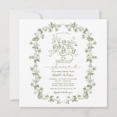 Boho Sage Floral Bouquet Bow Brautparty Einladung (Vorderseite)