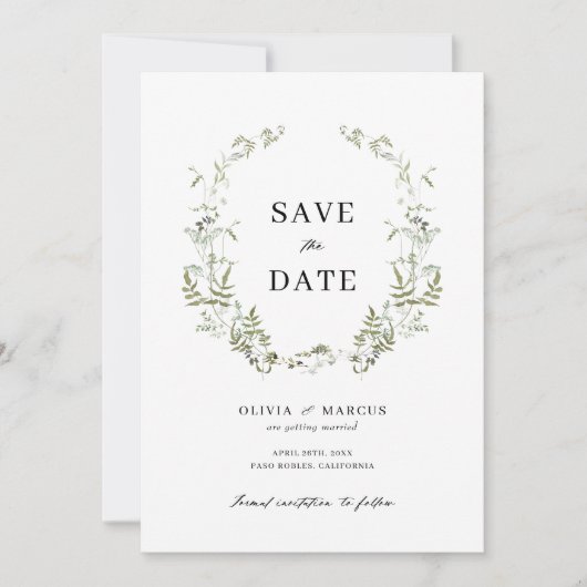 Boho Sage Foliage Wedding speichern das Datum der  Save The Date (Vorderseite)
