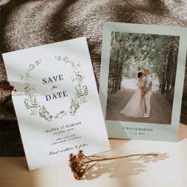 Boho Sage Foliage Wedding speichern das Datum der  Save The Date