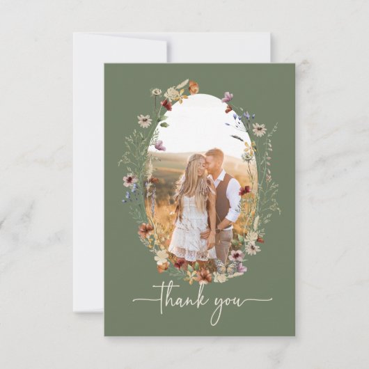 Boho Sage Foto Dankeschön Karte (Vorderseite)