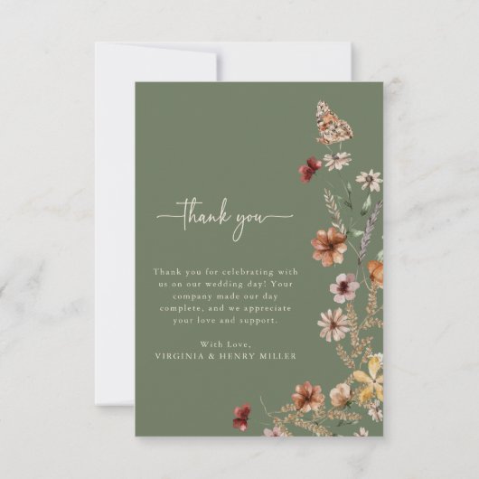 Boho Sage Foto Dankeschön Karte (Rückseite)