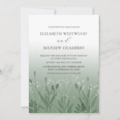 Boho Sage Gree pressed Foliage Wedding Einladung (Vorderseite)