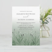 Boho Sage Gree pressed Foliage Wedding Einladung (Stehend Vorderseite)