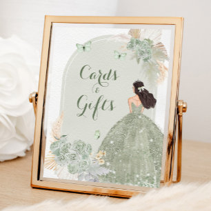 Boho Sage Green 15 Años Karten und Geschenke Poster