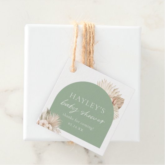 Boho Sage Green Baby Dusche Danke Ihnen für die Ta Geschenkanhänger (Beispiel)