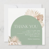 Boho Sage Green Baby Dusche Danke Karte (Vorderseite)