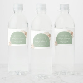 Boho Sage Green Baby Dusche Gefallen Wasserflaschenetikett