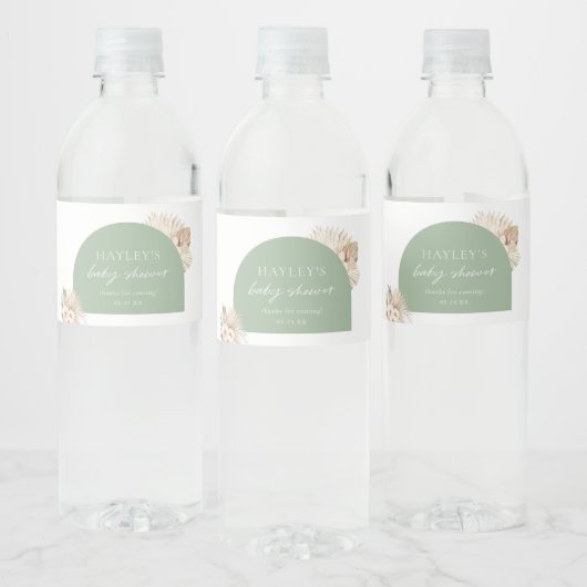 Boho Sage Green Baby Dusche Gefallen Wasserflaschenetikett (Flaschen)
