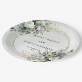 Boho Sage Green Benutzerdefinierter Name Grünzeug Pappteller (Schrägansicht)