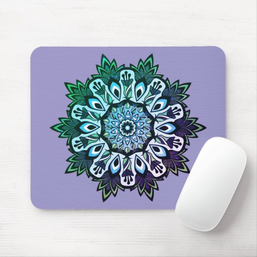 Boho Sage Green Blume Mandala Mousepad (Mit Mouse)