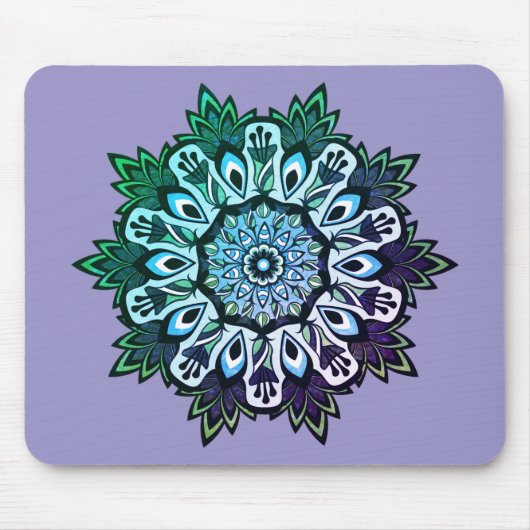 Boho Sage Green Blume Mandala Mousepad (Vorne)