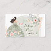 Boho Sage Green Blush Pink Quinceañera Platzkarte (Rückseite)