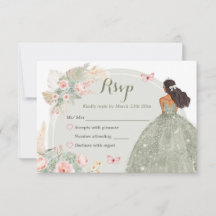 Boho Sage Green Blush Pink Quinceañera