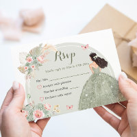 Boho Sage Green Blush Pink Quinceañera
