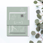 Boho Sage Green Botanic Monogram Einladungsbanderole