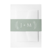 Boho Sage Green Botanic Monogram Einladungsbanderole (Vorderseite Beispiel)