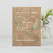 Boho Sage Green Botanical Heart Verlobung Card Save The Date (Stehend Vorderseite)