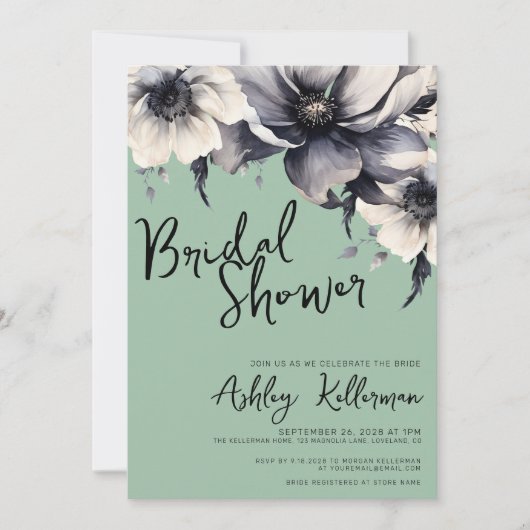 Boho Sage Green Brautparty Party Einladung (Vorderseite)