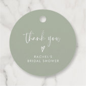 Boho Sage Green Brautparty Vielen Dank Geschenkanhänger (Rückseite)