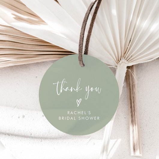Boho Sage Green Brautparty Vielen Dank Geschenkanhänger