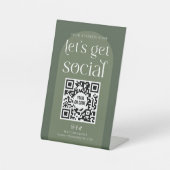 Boho Sage Green Business Social Media QR-Code Sockelschild (Vorderseite)