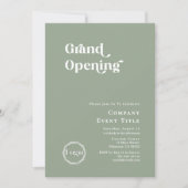 Boho Sage Green Chic Typografie Grand Opening Einladung (Vorderseite)