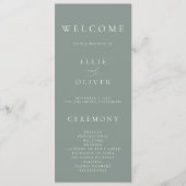 Boho Sage Green Elegante Minimalistische Hochzeit Programm (Vorderseite)