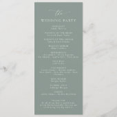 Boho Sage Green Elegante Minimalistische Hochzeit Programm (Rückseite)