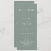 Boho Sage Green Elegante Minimalistische Hochzeit Programm (Vorne/Hinten)