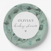 Boho Sage Green Eucalyptus Baby Dusche Pappteller (Vorderseite)