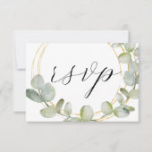 Boho Sage Green Eucalyptus & Gold Wedding RSVP (Vorderseite)