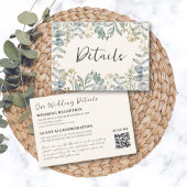 Boho Sage Green Eucalyptus QR Code Hochzeitdetails Begleitkarte