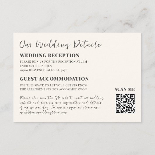 Boho Sage Green Eucalyptus QR Code Hochzeitdetails Begleitkarte (Rückseite)