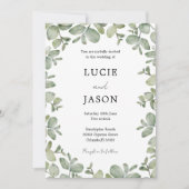 Boho Sage Green Eucalyptus Watercolor Wedding Einladung (Vorderseite)