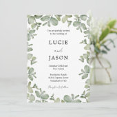 Boho Sage Green Eucalyptus Watercolor Wedding Einladung (Stehend Vorderseite)