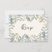 Boho Sage Green Eucalyptus Wedding RSVP Karte (Vorderseite)