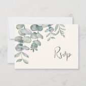 Boho Sage Green Eucalyptus Wedding RSVP Karte (Vorderseite)