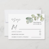 Boho Sage Green Eucalyptus Wedding RSVP Karte (Vorderseite)