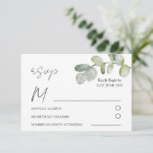 Boho Sage Green Eucalyptus Wedding RSVP Karte (Stehend Vorderseite)