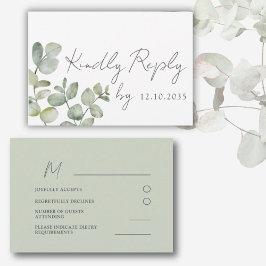 Boho Sage Green Eucalyptus Wedding RSVP Karte