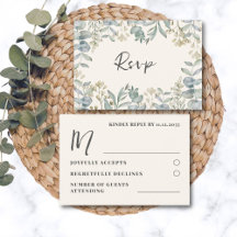 Boho Sage Green Eucalyptus Wedding RSVP