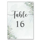 Boho Sage Green Eucalyptus Wedding Table Number Tischnummer (Rückseite)